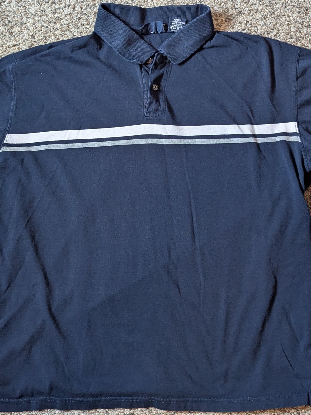 Puritan Navy Polo with White Double Chest Stripe